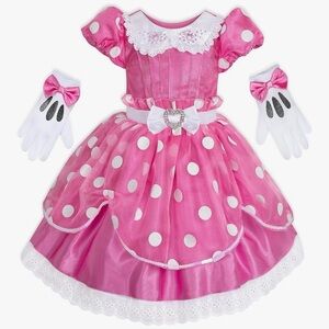 Disney Store Minnie Mouse Costume Dress w/ Gloves – Size 5–6 – NWT